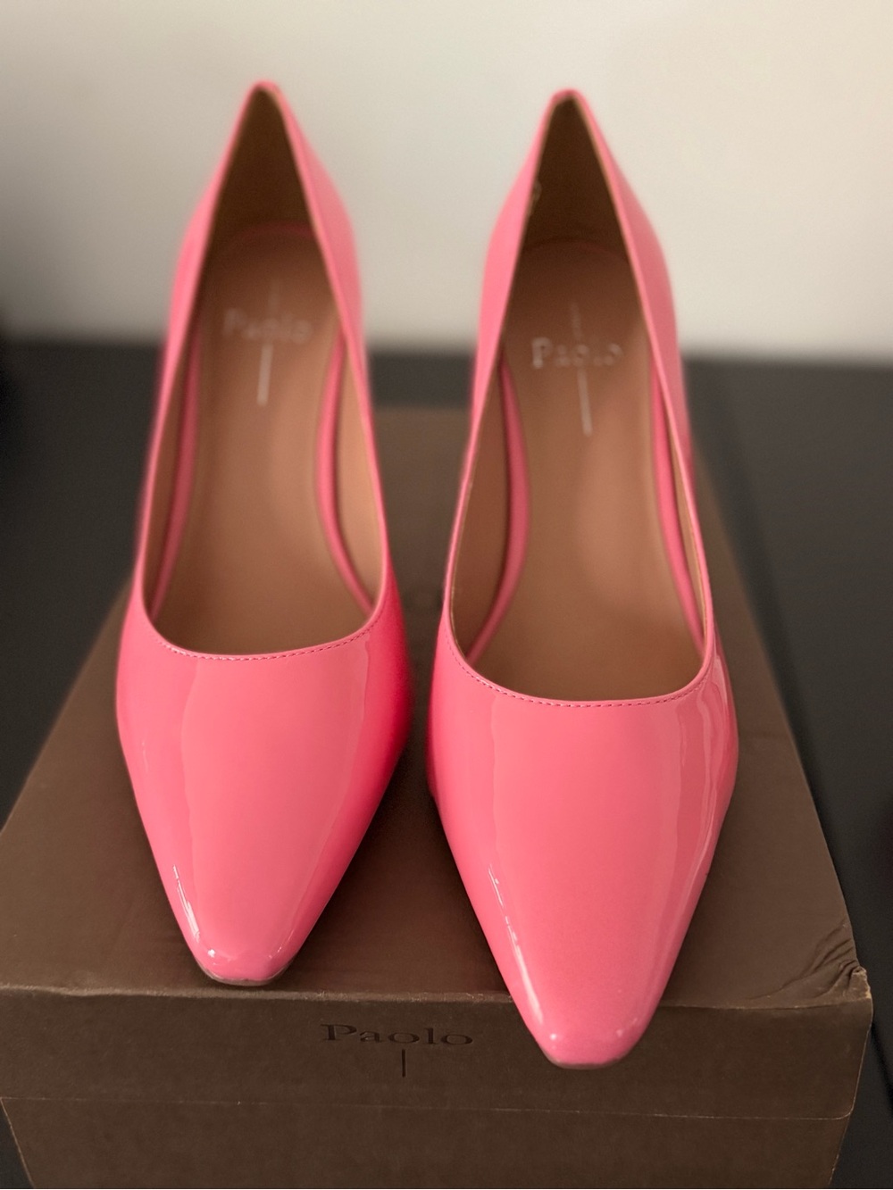 Paolo Women's Patent Pointed-Toe Pumps in Coral Pink